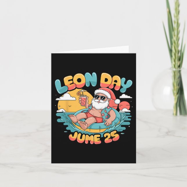 Cartão Feliz Dia de Leon Natal Verão Mais 6 Meses Para Ch (Frente)