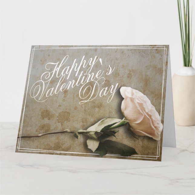 Cartão Feliz dia de os namorados com Rosa (Frente)