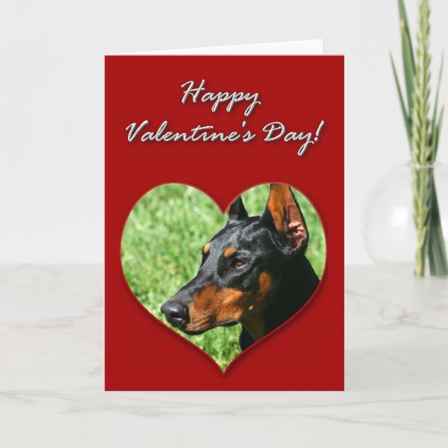 Cartão Feliz dia de os namorados Doberman Pinscher (Frente)