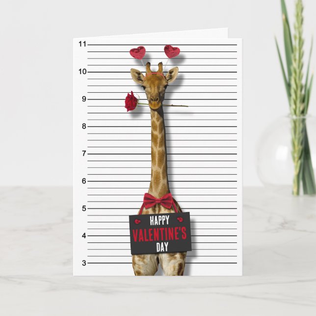 Cartão Feliz dia de os namorados Mugshot Guilty Giraffe E (Frente)