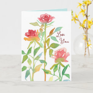 Cartão Feliz dia de os namorados Te Ama Rosa vermelha