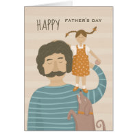 Feliz dia de os pais. Filha pai e cachorro engraça