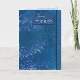 Cartão Feliz Dia de os pais. Padrão de Folha Azul Elegant