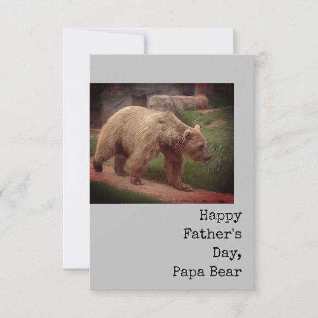 Cartão Feliz Dia de os pais, Papá Bear Flat Greeting Card (Frente)