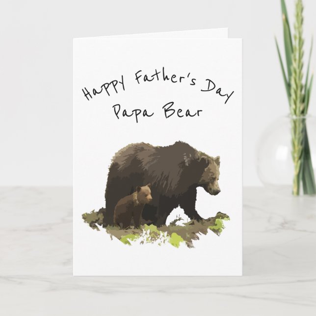 Cartão Feliz Dia de os pais Papa Urso Pai, Padre (Frente)