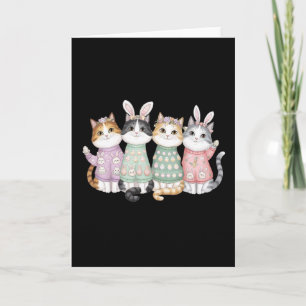 Cartão Feliz Dia de Páscoa Gato Ovos Engraçado Combinando