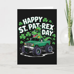 Cartão Feliz Dia de São Pat-rex Patrick Dinossauro Monstr
