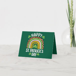 Cartão Feliz Dia de São Patrício Arco-íris Trevo 
