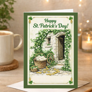 Cartão Feliz Dia de São Patrício Cabana Irlandes