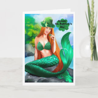 Cartão Feliz Dia de São Patrício Carta de Sereia