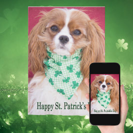Cartão Feliz Dia de São Patrício Cavalier King Charles Pu