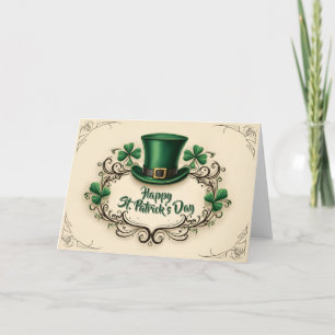 Cartão Feliz Dia de São Patrício com Design de Trevo