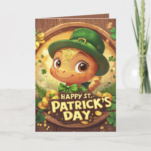 Cartão Feliz dia de São Patrício e três duendes