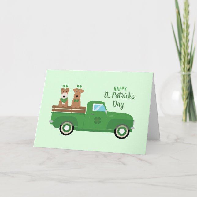 Cartão Feliz Dia de São Patrício Fox Terrier Dog (Frente)