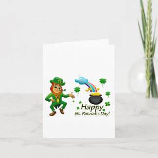 Cartão Feliz Dia de São Patrício Leprechaun Arco-íris 