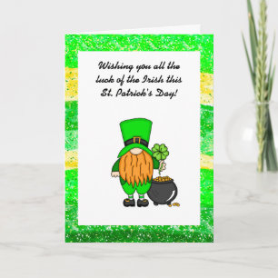 Cartão Feliz Dia de São Patrício Leprechaun Fofo