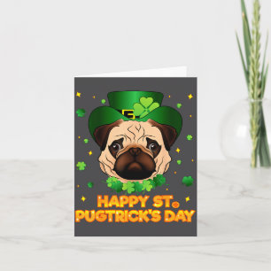 Cartão Feliz Dia de São Patrício Pugtricks Leprechaun Irl