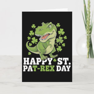 Cartão Feliz Dia de São Patrício T-rex E Trevos Dia de Sã