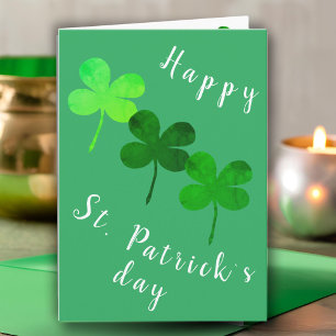 Cartão Feliz Dia de São Patrício Trevo Verde Irlandês