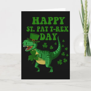 Cartão Feliz Dia de São Patrício Trex Dinossauro Dia de S