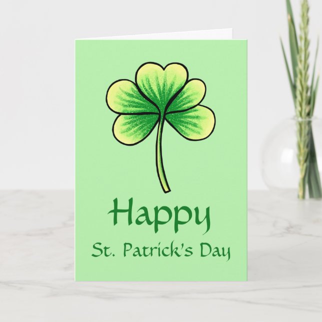 Cartão Feliz Dia de São Patrício Verde saudação Shamrock (Frente)