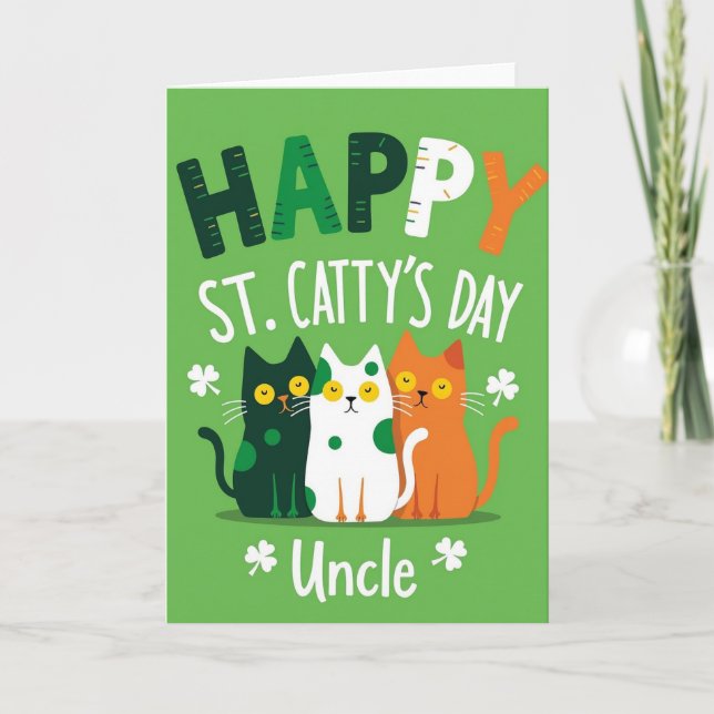 Cartão Feliz Dia de St Cattys Tio Card (Frente)