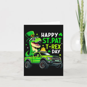 Cartão Feliz dia de st pat trex dinossauro para crianças