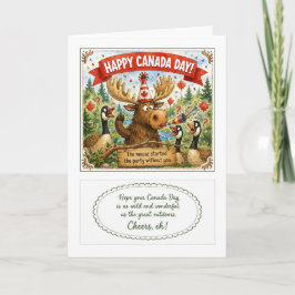 Cartão Feliz Dia do Canadá Alce Fofo Vida Selvagem Canade