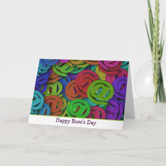 Cartão Feliz Dia do Chefe com sinal @ ampersat (Frente)