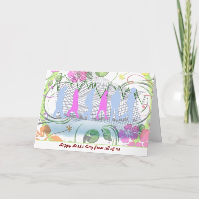 Cartão Feliz Dia do Chefe com todos nós (Frente)