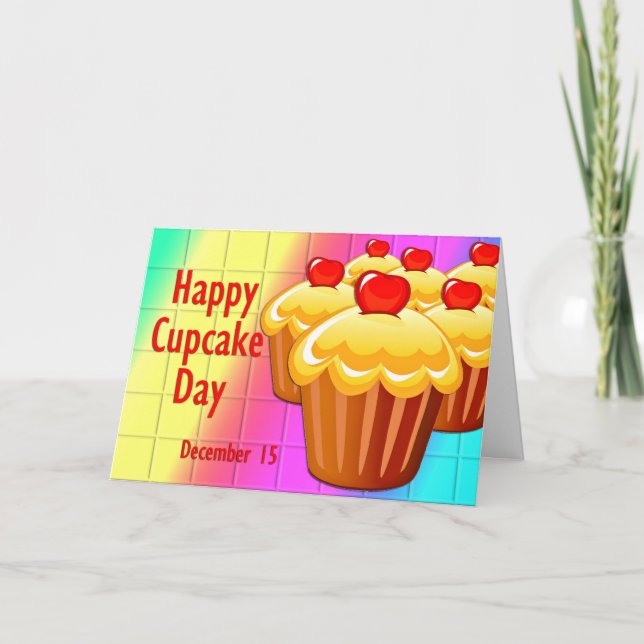 Cartão Feliz Dia do Cupcake 15 de dezembro (Frente)