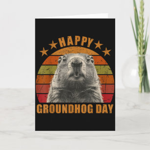 Cartão Feliz Dia do Groundhog 2025 Decorações Humorística