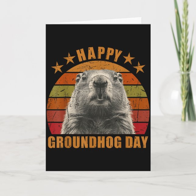 Cartão Feliz Dia do Groundhog 2025 Decorações Humorística (Frente)