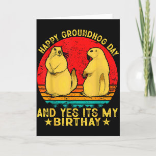 Cartão Feliz Dia do Groundhog 2025 Marmota Retro Engraçad