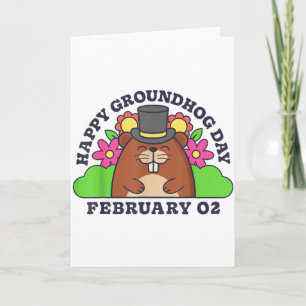 Cartão Feliz Dia do Groundhog 2 de Fevereiro Homens Mulhe
