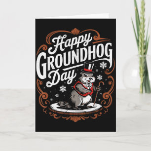Cartão Feliz Dia do Groundhog Dia do Ground Hog Fantasia