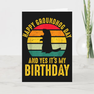 Cartão Feliz Dia do Groundhog E Sim É Meu Aniversário Div