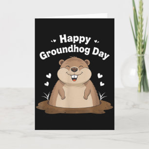 Cartão Feliz Dia do Groundhog Engraçado Fofinho Animal L