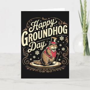 Cartão Feliz Dia do Groundhog Fantasia de Homem de Animal