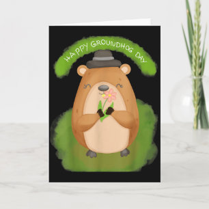 Cartão Feliz Dia do Groundhog para Mulheres Homens e Cria
