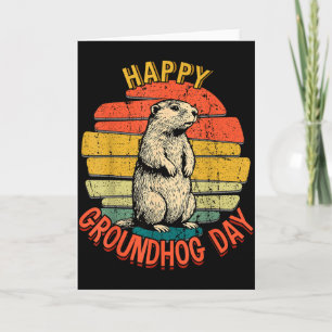 Cartão Feliz Dia do Groundhog Vintage Engraçado Woodchuck