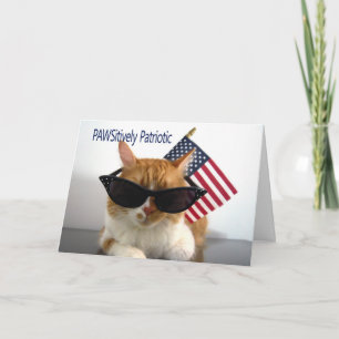 Cartão Feliz Dia do Memorial - Gato Patriótico PAWS