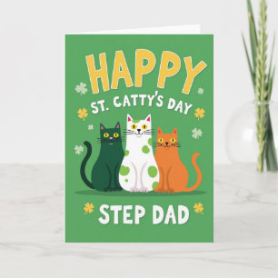 Cartão Feliz Dia do Pai Adotivo Listras de Gato