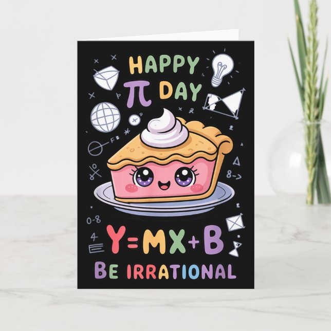 Cartão Feliz Dia do Pi Pizza Matemática Nerd Divertido Pr (Frente)