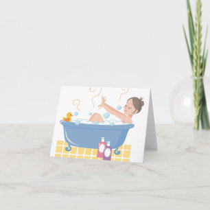 Cartão Feliz Dia do Spa - mulher na banheira de banho