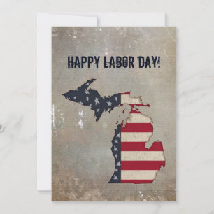Cartão Feliz Dia do Trabalho! Michigan Patriotic Grun