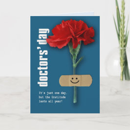 Cartão Feliz Dia dos Médicos. Red Carnação Personalizada