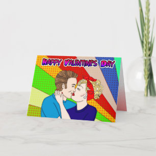 Cartão Feliz Dia dos Namorados, Bebê, Estilo Arte Pop Ret