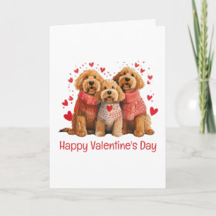 Cartão Feliz Dia dos Namorados Cachorros Goldendoodle