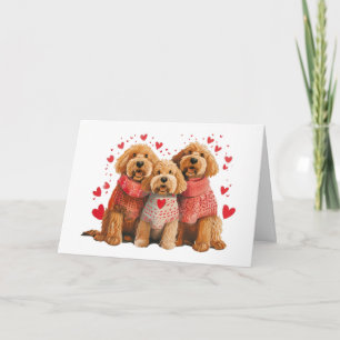 Cartão Feliz Dia dos Namorados Cachorros Goldendoodle